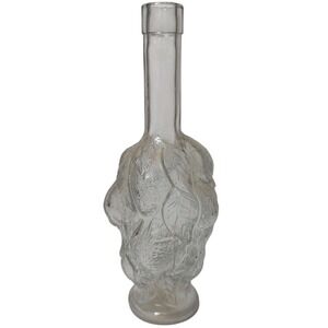 Vintage Vetreria Etrusca Bottle Clear Glass Raised Grape Design Made‎ In Italy